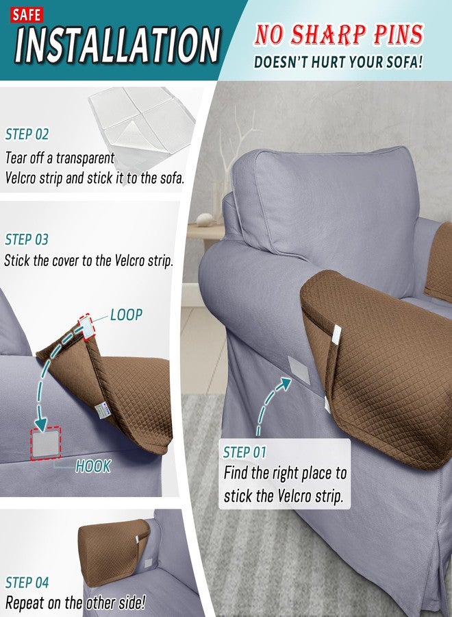 Roytub Couch Arm Covers, Sofa Arm Covers, Stretch Armrest Cover for Sofas, Armchair, Loveseat, Recliner, Sofa armrest Cover, Arm Chair Covers Set of 2 (Medium, Coffee) - Image 4